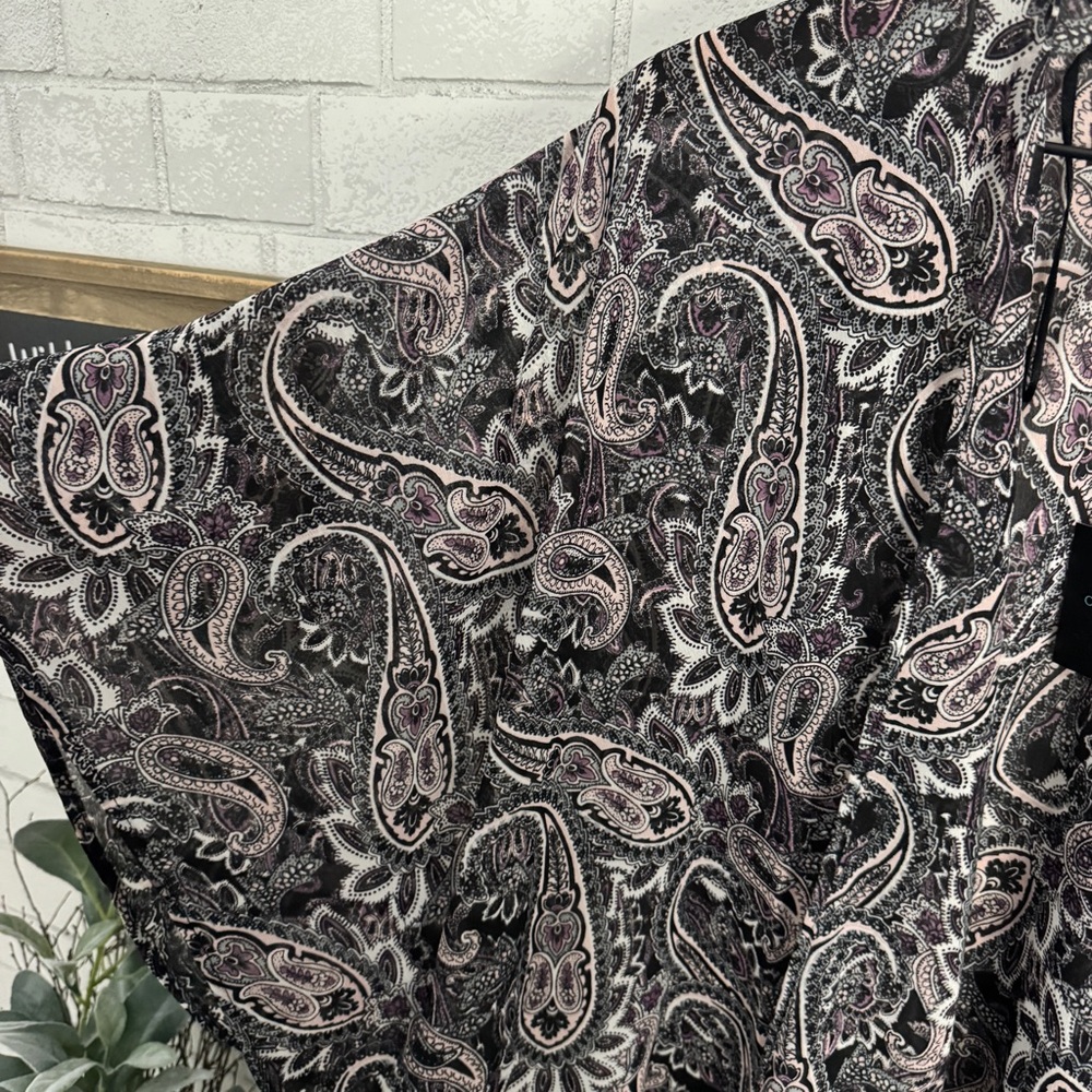 CYNTHIA ROWLEY Black Paisley Kimono with Tassels - Picture 6 of 9